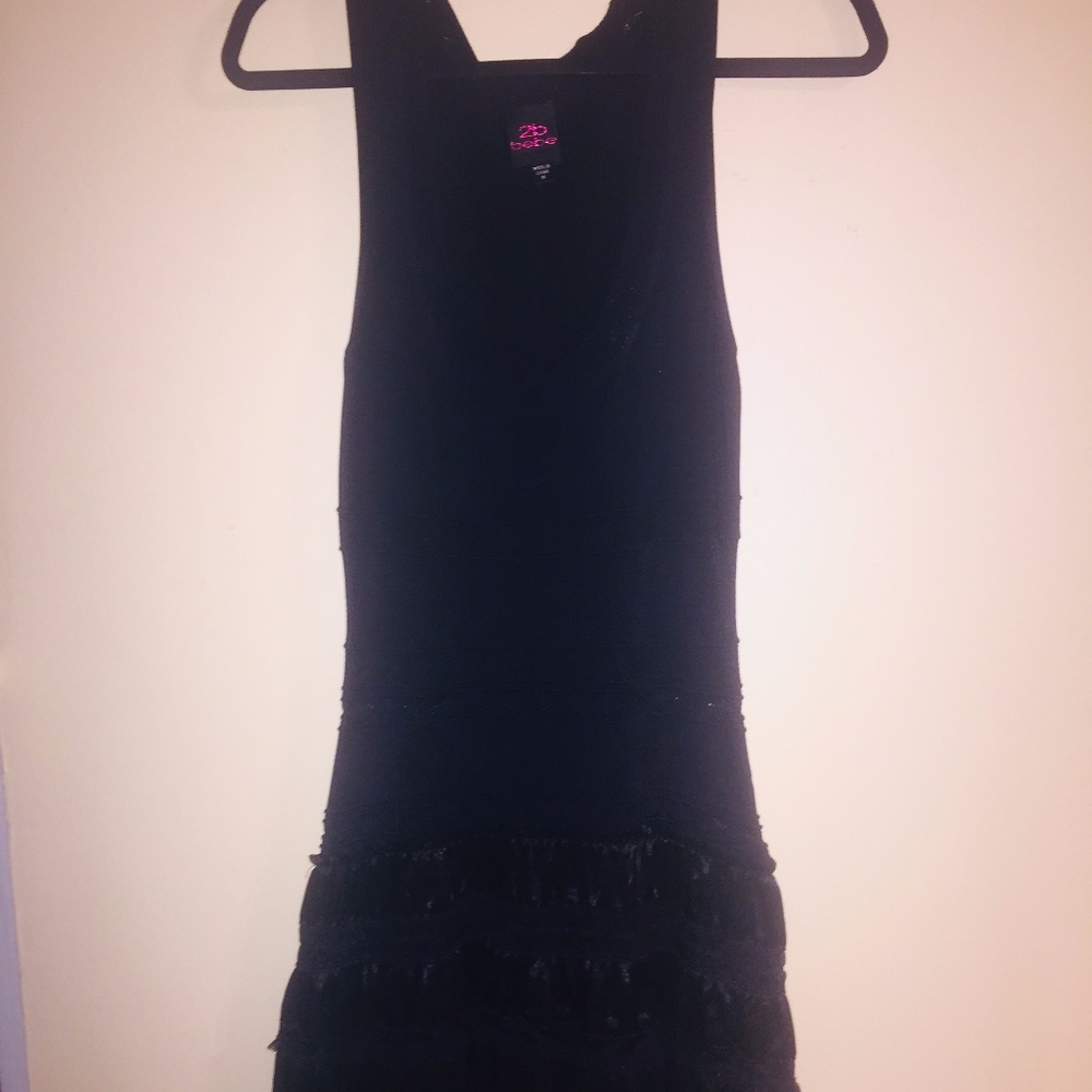 Bebe Lacy Satin Ruffle Dress